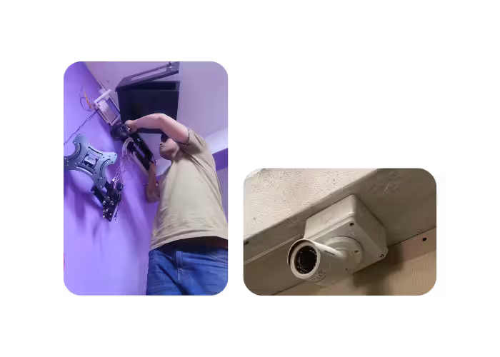Sistema de cámaras de seguridad instalado en una fachada