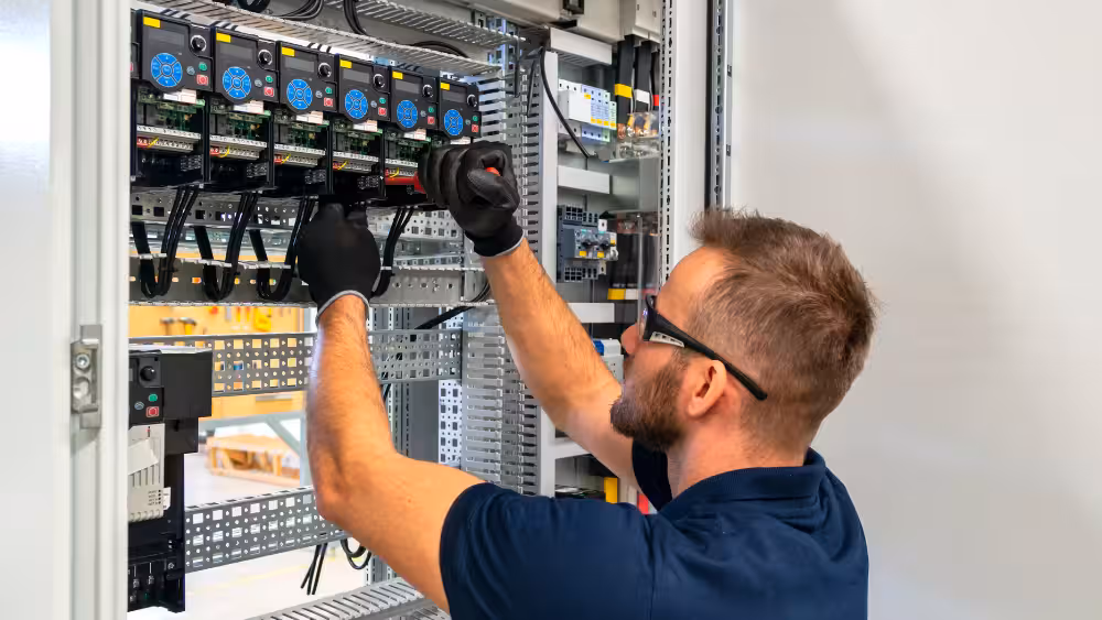 Electricista realizando instación a domicilio