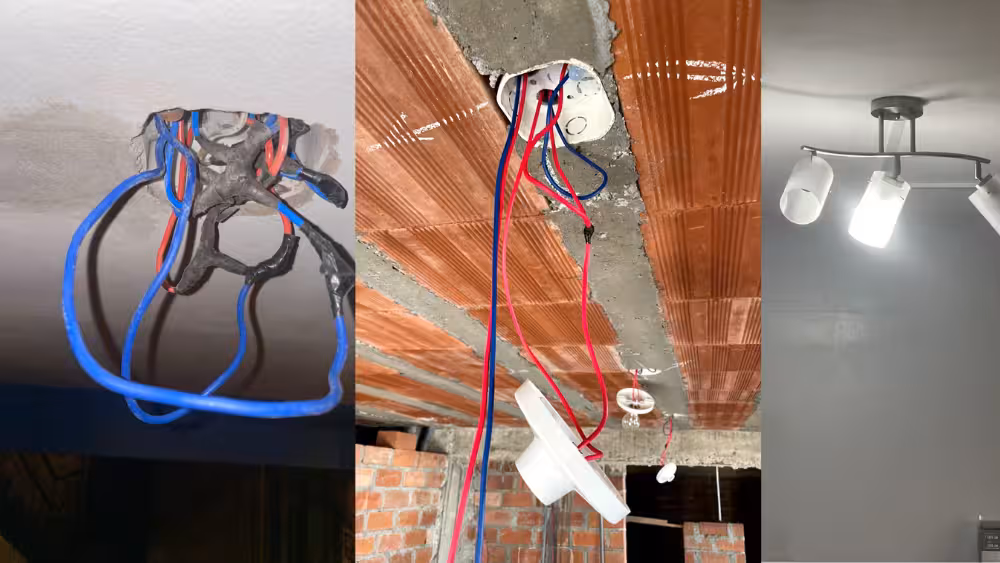 Electricista realizando instación a domicilio